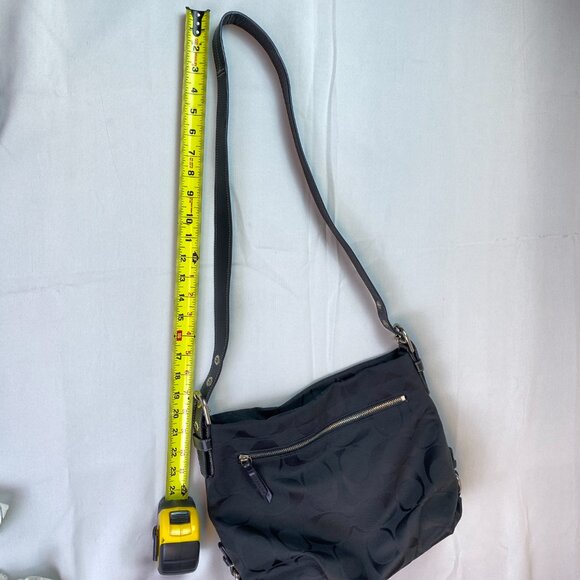 Coach Signature Charcoal Jacquard Hobo Shoulder Bag | F15067 | 🖤 Barb - Picture 12 of 14